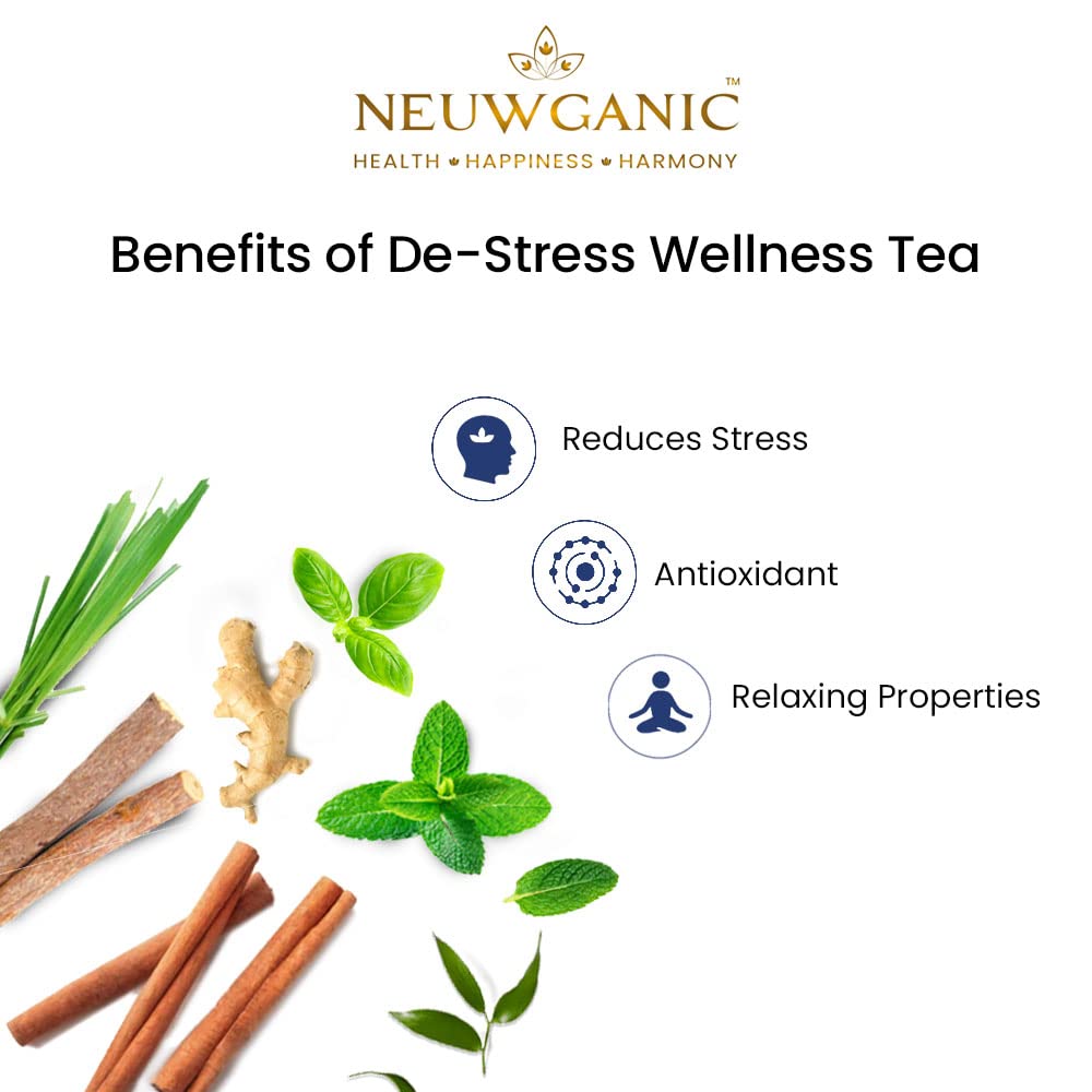 Neuwganic - De-Stress Indian Natural Wellness Tea - 100 Grams